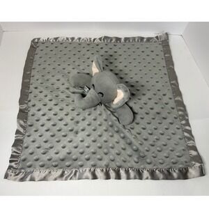 Soft Grey Elephant Security Blanket Minky Plush Baby Lovey
